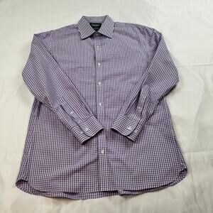 Bonobos Men’s Medium Slim Fit Purple & White Check Shirt 16.5/34 | Excellent